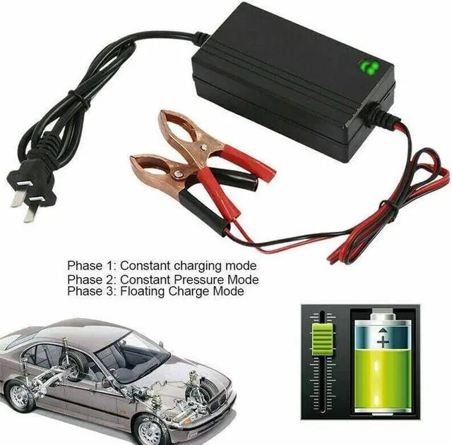Alt view image 6 of 7 - Portable 12V Auto Car Battery Charger Truck Trickle Maintainer Boat Motorcycle