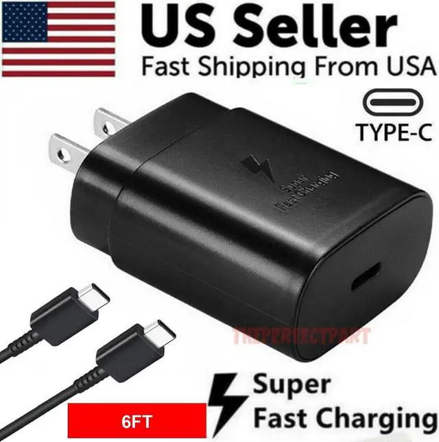 Alt view image 7 of 7 - 25W Type USB-C Super Fast Wall Charger +6FT Cable For Samsung Galaxy S20 S21 S22