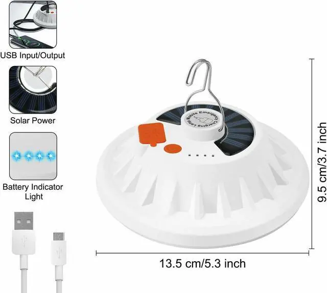 Alt view image 5 of 7 - Rechargeable 60 LED Outdoor Camping Tent Light USB & Solar Lantern Hiking Lamp