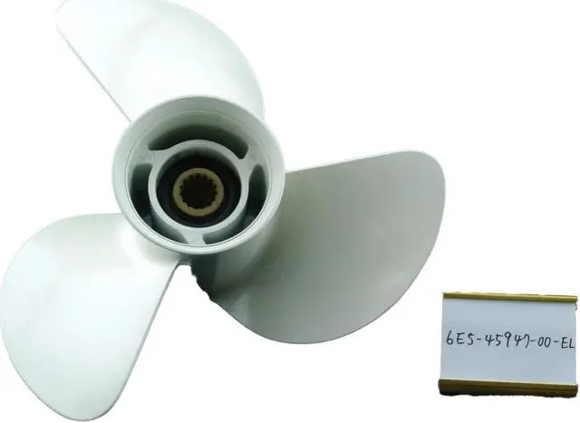 Alt view image 2 of 7 - Asaki 6E5-45947-00-EL Fits Yamaha Outboard Motor 9.9 15 HP Propeller Aluminum White 1/2x15 Right