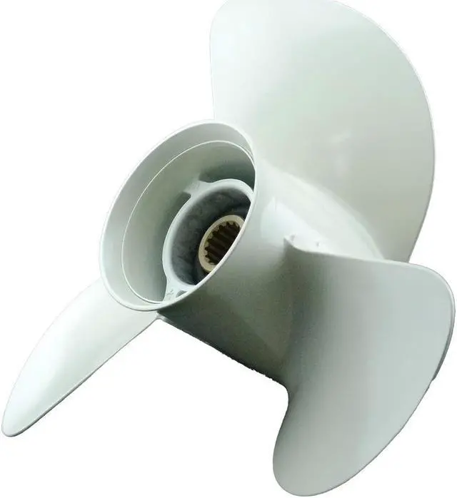 Alt view image 3 of 7 - Asaki 6E5-45947-00-EL Fits Yamaha Outboard Motor 9.9 15 HP Propeller Aluminum White 1/2x15 Right