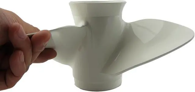Alt view image 3 of 7 - Asaki 63V-45952-00-EL Fits Yamaha Outboard 9.9 15 20 HP Propeller  White 9 1/4X10 8 Splines Right