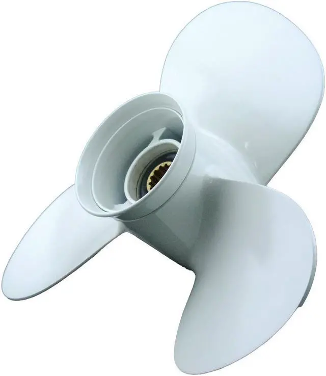 Alt view image 4 of 6 - Asaki 663-45956-01-EL Fits Yamaha Outboard 30-60 HP C40TLRB Propeller Right Hand White 3X12 1/4X9
