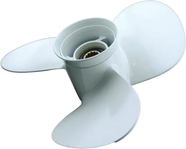 Alt view image 2 of 6 - Asaki 663-45956-01-EL Fits Yamaha Outboard 30-60 HP C40TLRB Propeller Right Hand White 3X12 1/4X9