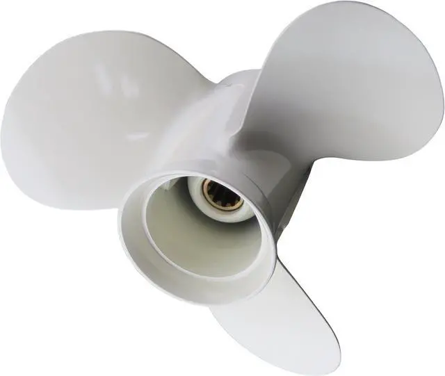 Alt view image 4 of 5 - Asaki 664-45945-00-EL Fits Yamaha Outboard 20 25 30 HP Propeller Hélice 9 7/8X10 1/2 White Right Hand