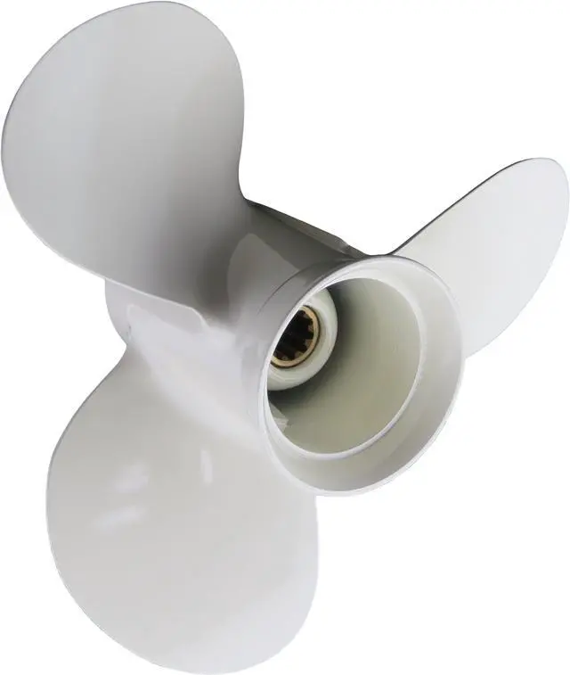 Alt view image 3 of 5 - Asaki 664-45945-00-EL Fits Yamaha Outboard 20 25 30 HP Propeller Hélice 9 7/8X10 1/2 White Right Hand