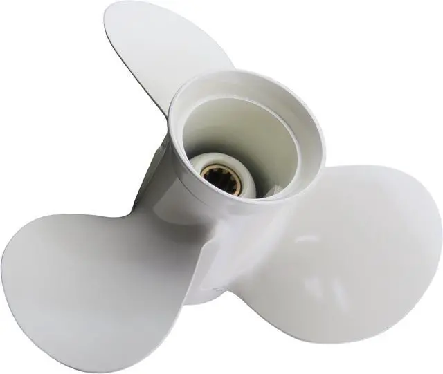 Alt view image 2 of 5 - Asaki 664-45945-00-EL Fits Yamaha Outboard 20 25 30 HP Propeller Hélice 9 7/8X10 1/2 White Right Hand