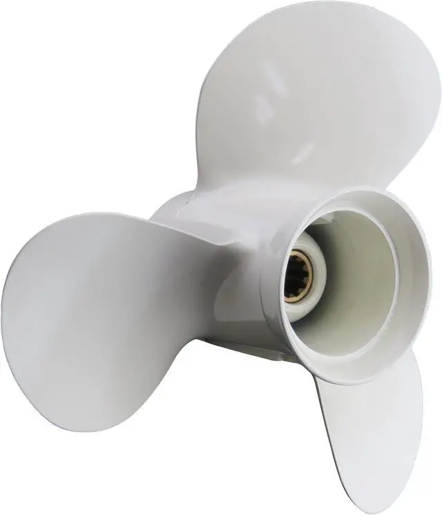 Alt view image 5 of 5 - Asaki 664-45945-00-EL Fits Yamaha Outboard 20 25 30 HP Propeller Hélice 9 7/8X10 1/2 White Right Hand