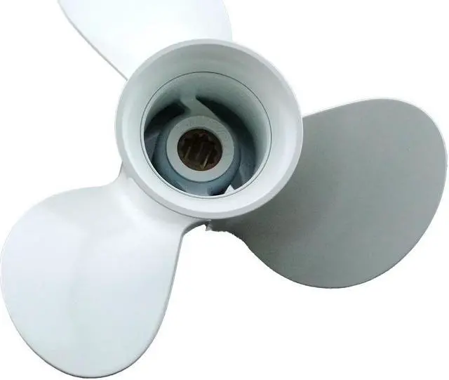 Alt view image 2 of 6 - Asaki 664-45947-01-EL Fits Yamaha Outboard Motor 20 25 30 HP Propeller hélice White 3X9 7/8X11 1/4