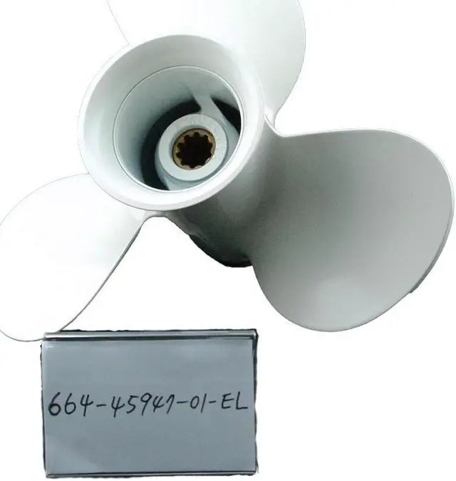 Alt view image 3 of 6 - Asaki 664-45947-01-EL Fits Yamaha Outboard Motor 20 25 30 HP Propeller hélice White 3X9 7/8X11 1/4