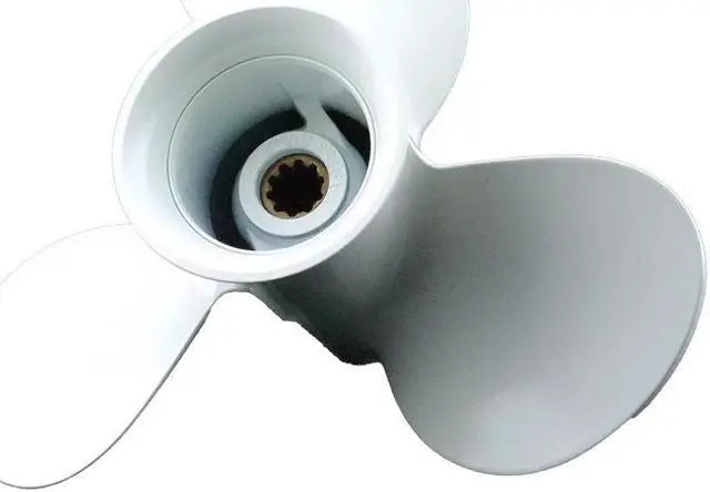 Alt view image 4 of 6 - Asaki 664-45947-01-EL Fits Yamaha Outboard Motor 20 25 30 HP Propeller hélice White 3X9 7/8X11 1/4