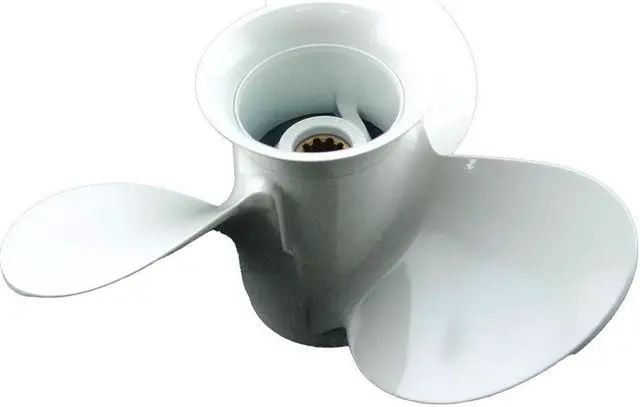 Alt view image 5 of 6 - Asaki 664-45947-01-EL Fits Yamaha Outboard Motor 20 25 30 HP Propeller hélice White 3X9 7/8X11 1/4