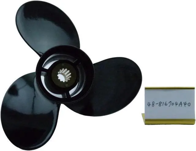 Alt view image 3 of 7 - Asaki 48-816704A40 48-816704A45 Fits Mercury Outboard 25-70 HP Propeller Black 3X10 1/2X13