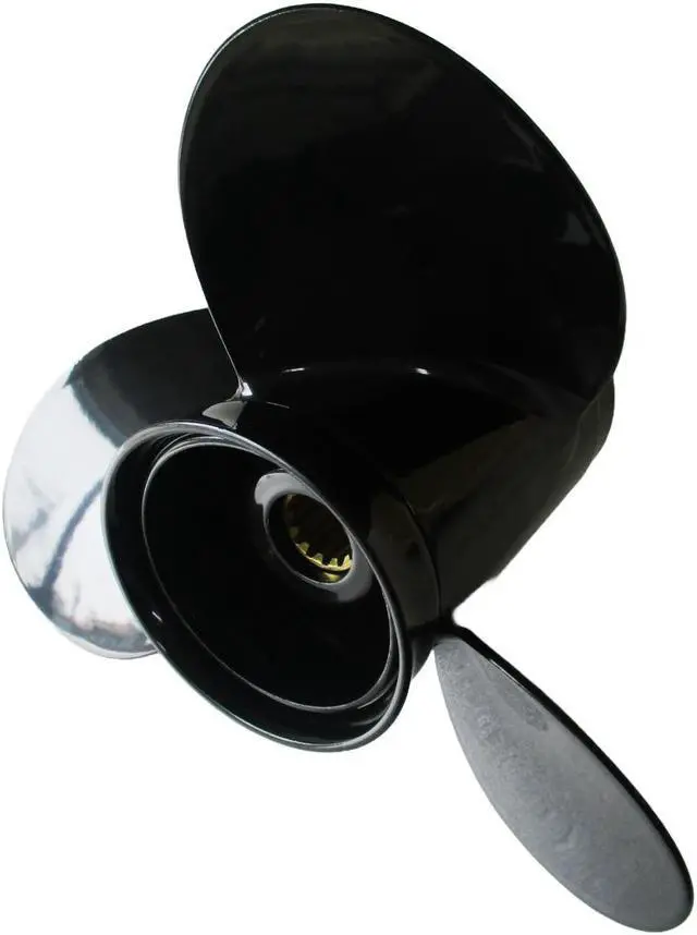 Alt view image 2 of 6 - Asaki 361-64113-0 Fits Tohatsu Nissan Outboard 35 40 50 HP Propeller 3X11.6X11 Black