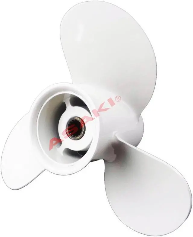 Alt view image 3 of 4 - Asaki 362-64101-0 Fits Tohatsu Nissan Outboard 9.9 15 18HP Aluminum Propeller 3X9 1/4X9