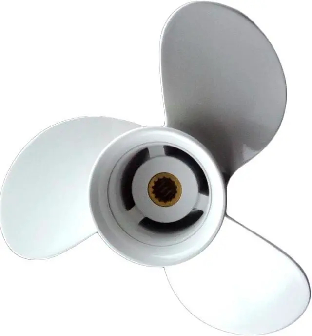 Alt view image 4 of 6 - Asaki 362-64103-0 Fits Tohatsu Nissan Outboard 9.9/15/18 HP Propeller  3X9.2X7.8