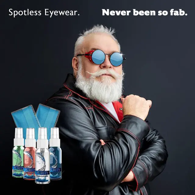 Alt view image 2 of 6 - Purity Eyeglass Lens Cleaner Kit - 2 x 8oz and 1 x 2oz Lens Cleaner Spray Bottle + 2 Microfiber Cleaning Cloths - Safe for All Lenses (AR Coated Included), Eyeglasses and Screens - Clear