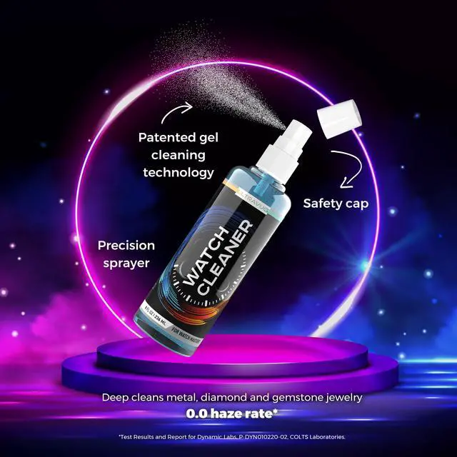 Alt view image 4 of 7 - UltraVue Watch Cleaning Kit - Cleans All Watches and Jewelry Including All Metals, Crystals and Rubber - 1 x 2oz and 1 x 8oz Watch Cleaner Gel Spray, 3 x Microfiber Cloth, 2 x Horsehair Brush