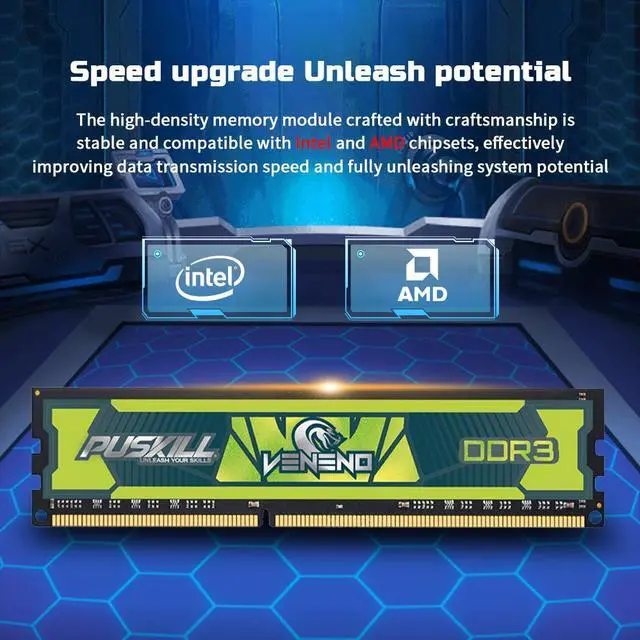 Alt view image 3 of 3 - PUSKILL DDR3 Desktop 1600MHZ 4GB  240-Pin 1.5V PC3 Ram