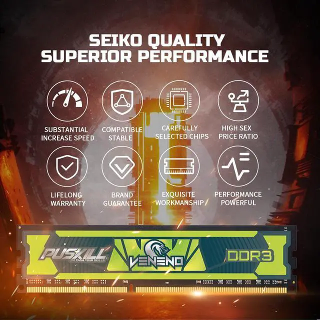 Alt view image 2 of 3 - PUSKILL DDR3 Desktop 1600MHZ 4GB  240-Pin 1.5V PC3 Ram