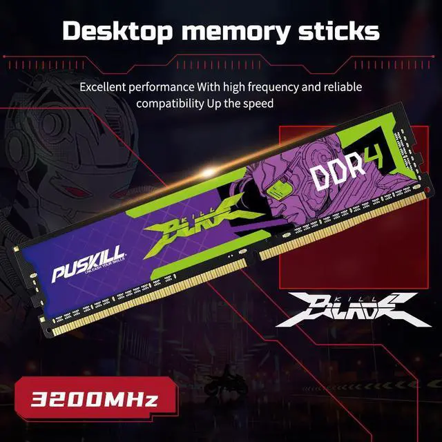 Alt view image 2 of 3 - PUSKILL DDR4 16GB 3200MHZ 1.2V 288-Pin Desktop Memory RAM