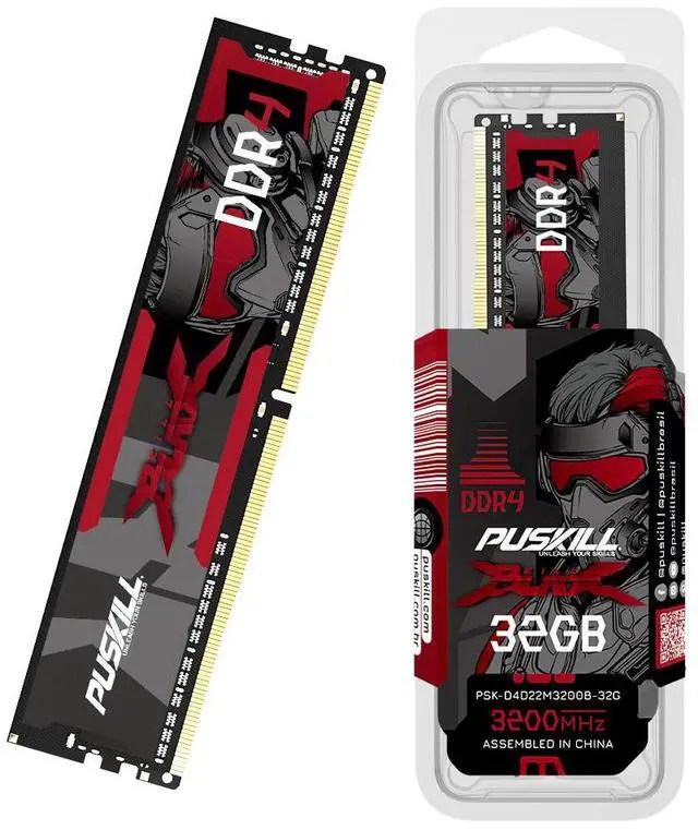 Alt view image 3 of 3 - PUSKILL DDR4 32GB 3200MHZ 1.2V 288-Pin Desktop Memory RAM