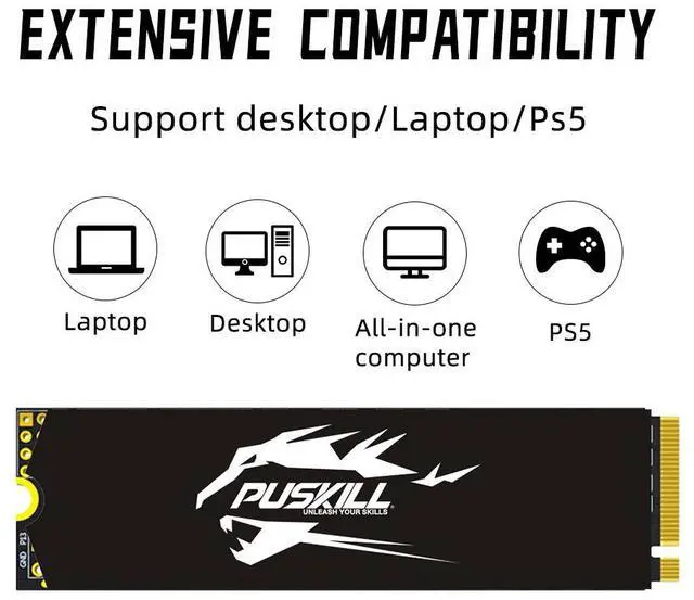 Alt view image 4 of 5 - PUSKILL SSD M.2 NVMe 1TB PCIe 3.0 M2 2280 Hard Disk Internal Solid State Drive Disk