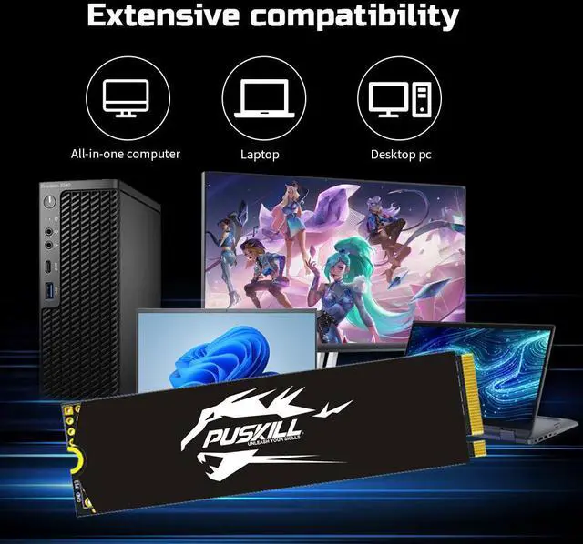 Alt view image 3 of 5 - PUSKILL SSD M.2 NVMe 1TB PCIe 3.0 M2 2280 Hard Disk Internal Solid State Drive Disk