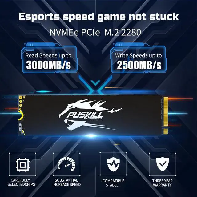 Alt view image 2 of 5 - PUSKILL SSD M.2 NVMe 1TB PCIe 3.0 M2 2280 Hard Disk Internal Solid State Drive Disk