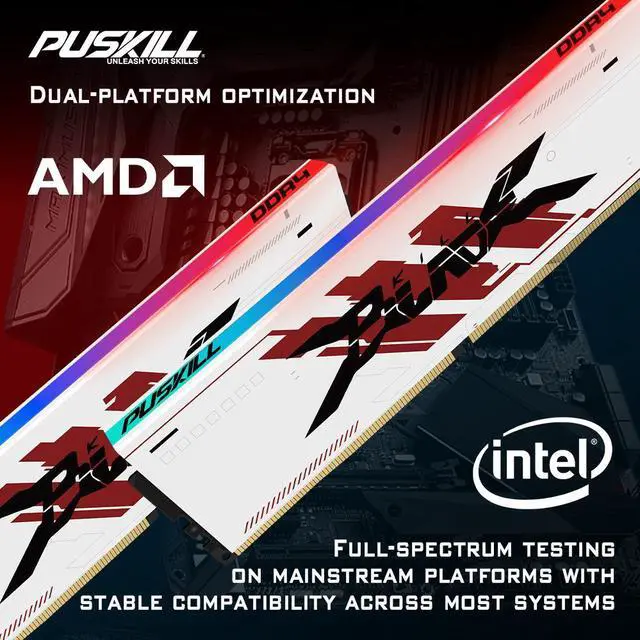 Alt view image 4 of 5 - PUSKILL RGB DDR4 Memoria RAM 1.35V DIMM Desktop Gaming Memory Ram 8GBx2 3200MHz
