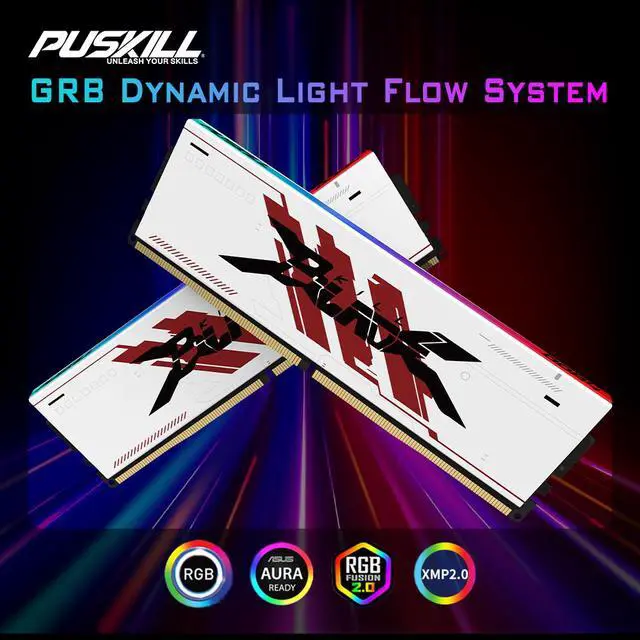 Alt view image 3 of 5 - PUSKILL RGB DDR4 Memoria RAM 1.35V DIMM Desktop Gaming Memory Ram 8GBx2 3200MHz