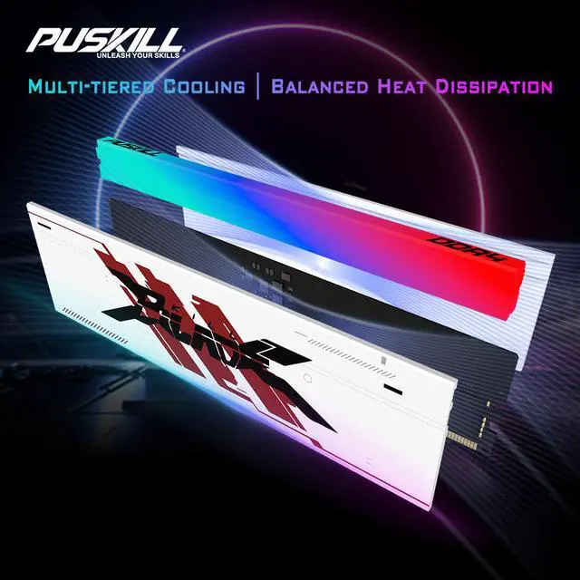 Alt view image 5 of 5 - PUSKILL RGB DDR4 Memoria RAM 1.35V DIMM Desktop Gaming Memory Ram 8GBx2 3200MHz