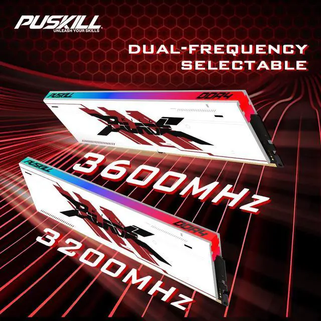 Alt view image 2 of 5 - PUSKILL RGB DDR4 Memoria RAM 1.35V DIMM Desktop Gaming Memory Ram 8GBx2 3200MHz
