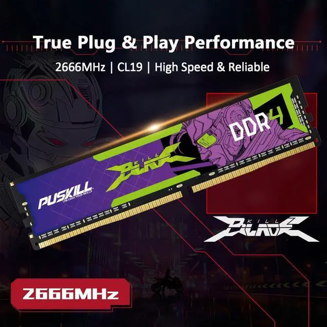 Alt view image 2 of 7 - PUSKILL 32GB Kit (2x16GB) DDR4 RAM 2666MHz PC4-21300 Desktop Memory, Non-ECC Unbuffered UDIMM 1.2V CL19 288-Pin, Dual Channel PC Computer Upgrade Module for Intel & AMD