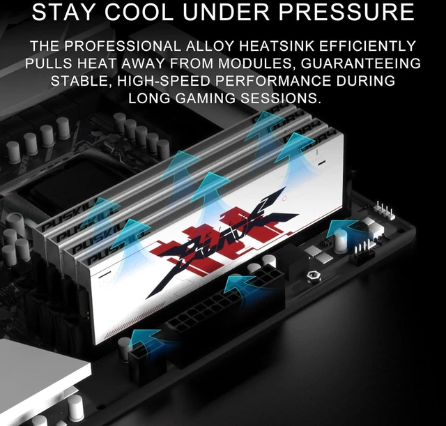 Alt view image 2 of 7 - PUSKILL 16GB Kit (2x8GB) DDR4 RAM 3200MHz PC4-25600 Desktop Memory with Aluminum Heat Sink, Non ECC No Buffer UDIMM 1.35V CL16 288 pin High Performance Gaming PC Upgrade Intel and AMD