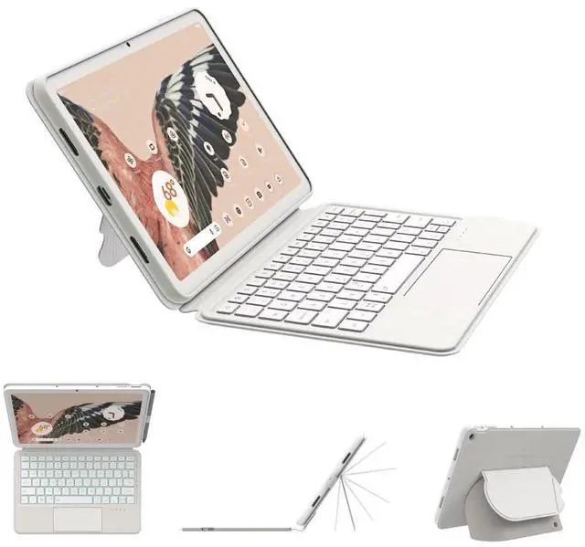 Main image of eiP Magnetix Keyboard Case for Google Pixel Tablet 11 inch (2023), Adjustable Viewing Angle, Detachable, Easy Carry-on, Protective Cover Compatible with Charging Speaker Dock, 7 Backlight Color, White