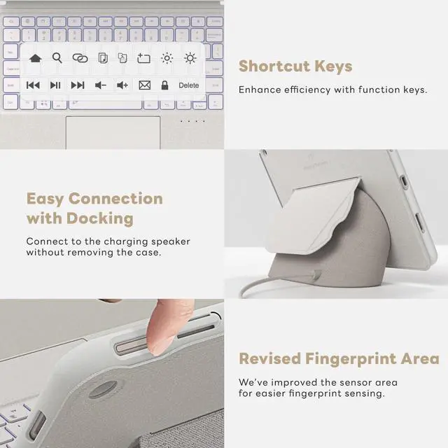 Alt view image 4 of 7 - eiP Magnetix Keyboard Case for Google Pixel Tablet 11 inch (2023), Adjustable Viewing Angle, Detachable, Easy Carry-on, Protective Cover Compatible with Charging Speaker Dock, 7 Backlight Color, White