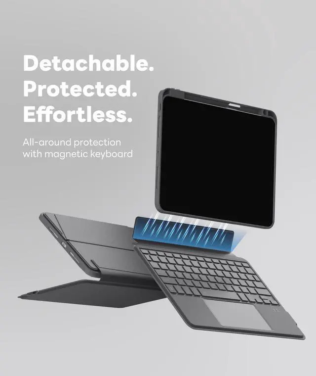 Alt view image 4 of 7 - EIP Bluetooth Keyboard Case for iPad Air 13 inch (M3 2025/M2 2024), 13" Magnetic Detachable Case with Trackpad, 7-Color Backlit Keys, Stylus Shortcut Support, Slim Protective Cover