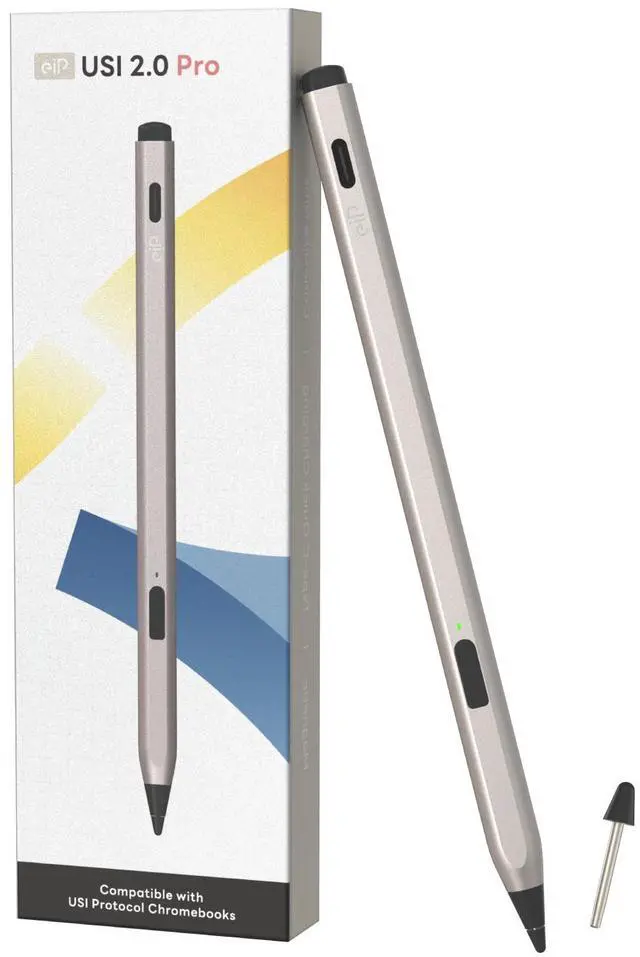Main image of eiP USI 2.0 Pro Stylus Pen, Titanium Gold Finish, 4096 Pressure Levels, Fast Charging, Power Switch