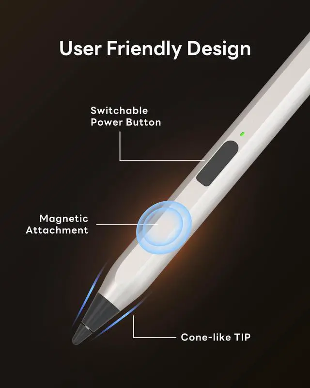 Alt view image 5 of 7 - eiP USI 2.0 Pro Stylus Pen, Titanium Gold Finish, 4096 Pressure Levels, Fast Charging, Power Switch