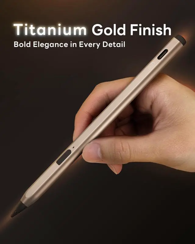Alt view image 3 of 7 - eiP USI 2.0 Pro Stylus Pen, Titanium Gold Finish, 4096 Pressure Levels, Fast Charging, Power Switch