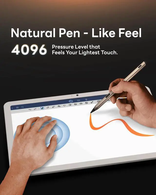 Alt view image 4 of 7 - eiP USI 2.0 Pro Stylus Pen, Titanium Gold Finish, 4096 Pressure Levels, Fast Charging, Power Switch