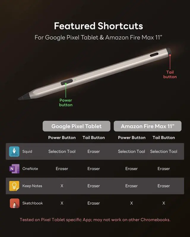 Alt view image 6 of 7 - eiP USI 2.0 Pro Stylus Pen, Titanium Gold Finish, 4096 Pressure Levels, Fast Charging, Power Switch