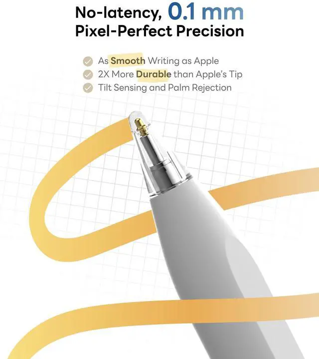 Alt view image 5 of 7 - eiP Pencil 2 for iPad 2025-2018, Magnetic Stylus with 0.1mm Precise 2X Durable Tips, for iPad A16/11-6th Gen, iPad Pro 12.9/11/13" M4, iPad Air 3-5/M2/M3, iPad mini 5/6, White