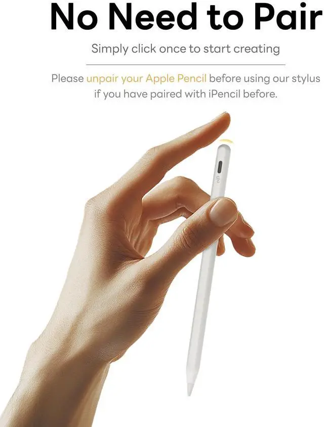 Alt view image 6 of 7 - eiP Pencil 2 for iPad 2025-2018, Magnetic Stylus with 0.1mm Precise 2X Durable Tips, for iPad A16/11-6th Gen, iPad Pro 12.9/11/13" M4, iPad Air 3-5/M2/M3, iPad mini 5/6, White