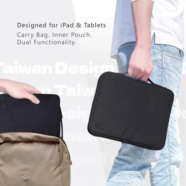 Alt view image 5 of 7 - eiP 8-11 inch Waterproof Slim Tablet Carring Case with Handle Sleeve Bag for iPad Pro 11 inch/iPad 7/8/9 10.2 inch/iPad Air 5,4 10.9 inch/Pixel Tablet/Samsung Tab, Fit Keyboard and Pen, Black