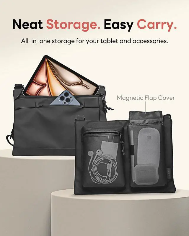Alt view image 3 of 6 - EIP 9-11 Inch Tablet Sleeve Bag with Shoulder Strap for iPad (A16) 11/10/9/8 Gen, Air 11M3/M2/5/4th, Pro 11M4/4/3, Pixel Tablet 11", Fire max 11/HD 10, Kindle Scribe, Tab S10/S9 11", Surface Go 4