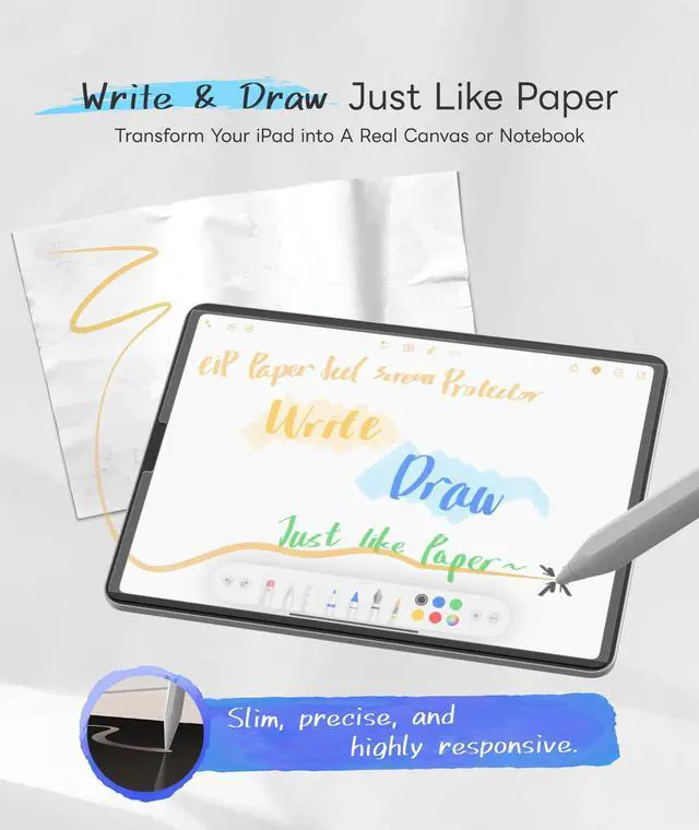 Alt view image 6 of 7 - EIP Detachable Paper-feel Screen Protector for iPad Air 13" M3/M2, Anti-Blue Light