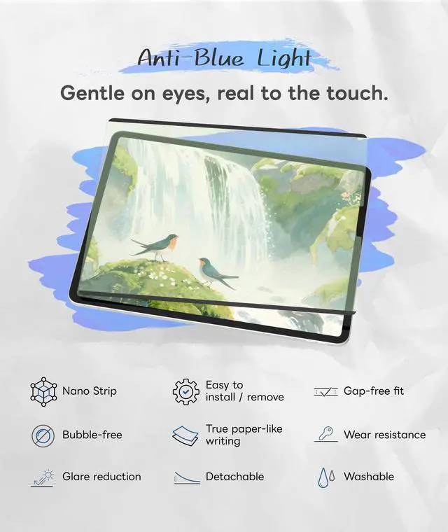 Alt view image 3 of 7 - EIP Detachable Paper-feel Screen Protector for iPad Air 13" M3/M2, Anti-Blue Light
