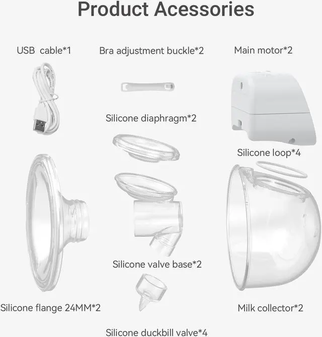 Alt view image 7 of 7 - Momcozy Double Wearable Breast Pumps, S9 Portable Electric Breast Pump 24mm Grey
